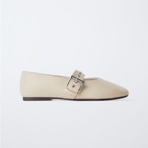 Zara Girls Off White Buckle Mary Jane Dress Shoes